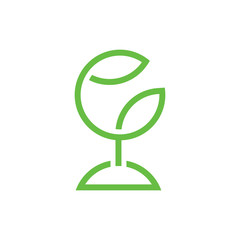 circle global green plant geometric line logo vector
