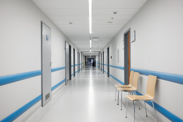 Hospital department white empry corridor