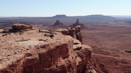 Valley Of The Gods Aerial Tracking Shot Desert Canyon Cliff Right