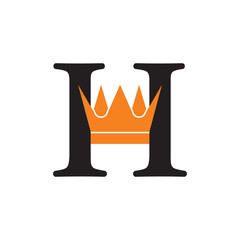 letter h simple geometric king crown logo vector