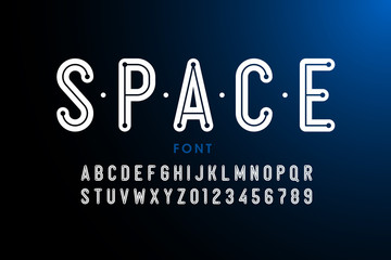 Science fiction style font, alphabet letters and numbers © piai