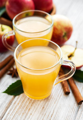 Apple cider  with cinnamon sticks