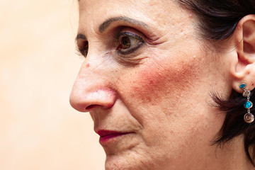 Middle age beautiful woman profile portrait