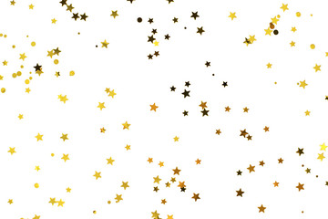 Bunch of gold stars on white background. Festive concept. - Powered by Adobe