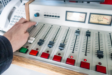 Professional sound mixer in Radio studio