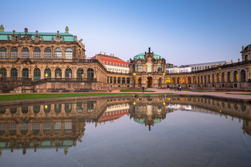 Obraz premium Beautiful architecture of the Zwinger palace in Dresden ad dusk, Saxony. Germany
