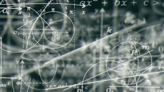 Loopable Math Symbols Journey Flying Through Camera. Animation looped.