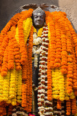 インド、ブッダガヤ、大菩提寺にある仏像。