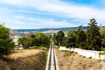 Fototapeta na wymiar Theodosius. Single track railway.