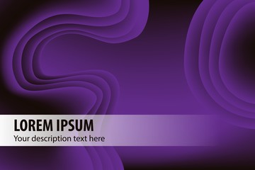 Trendy Purple Paper Cut Wave Shapes Banner. Origami layered curve design