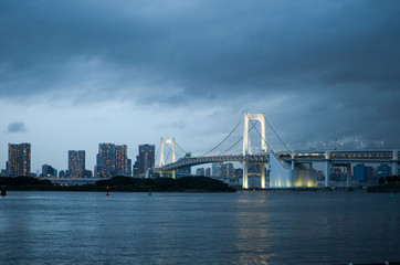 Obraz premium The Night View Of Tokyo. Bridge At Night.