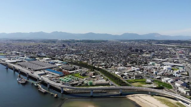 四日市工業地帯　空撮　三重県　日本