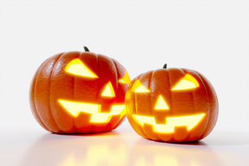 Halloween Pumpkin burning isolated on white background - 3D rendering