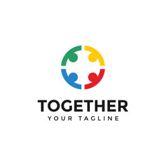 Circle People Together Unity Logo Design Template Illustration