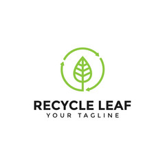 Circle Recycle Leaf Logo Design Template Illustration