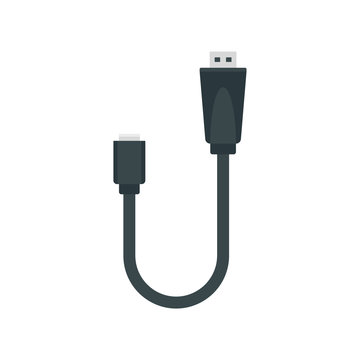 Camera usb cable icon. Flat illustration of camera usb cable vector icon for web design