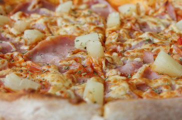 Fresh pizza in macro view