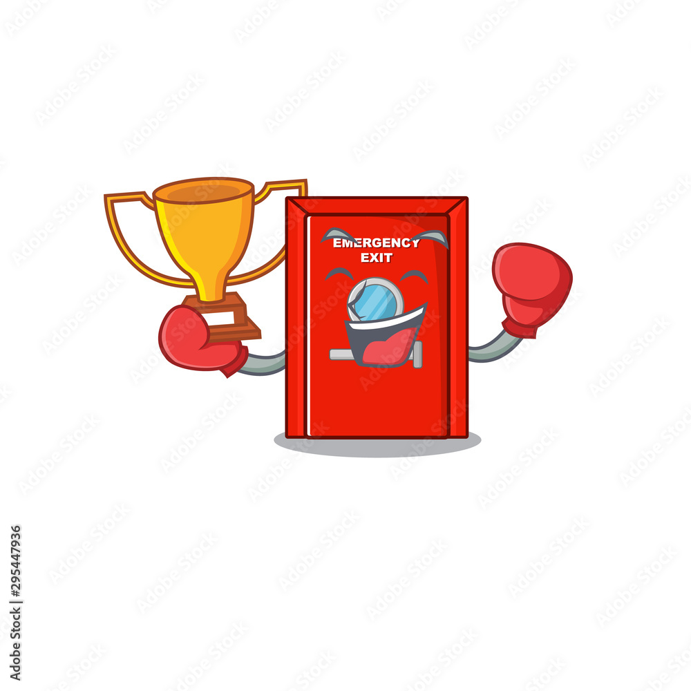 Canvas Prints boxing winner emergency exit door with cartoon shape