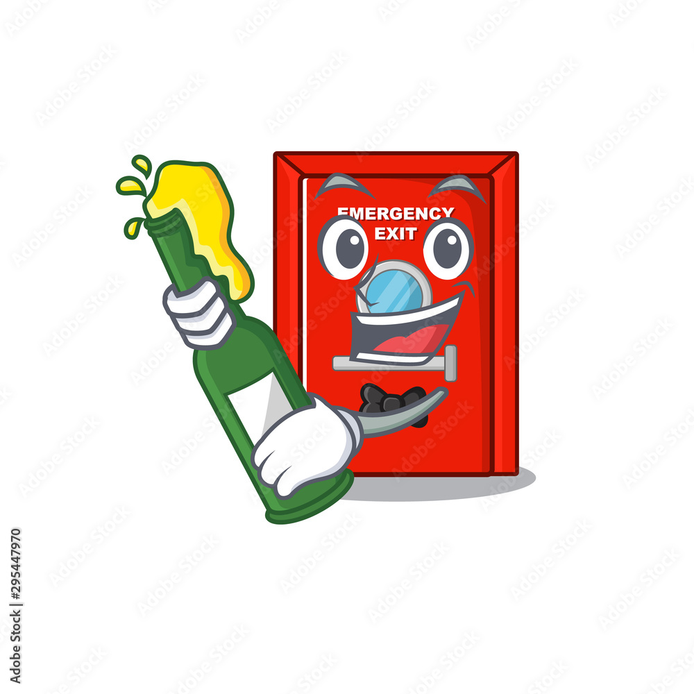 Sticker with beer emergency exit door with cartoon shape