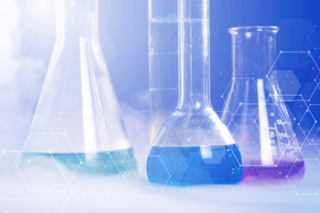 Chemical and scientific laboratory glassware equipment background