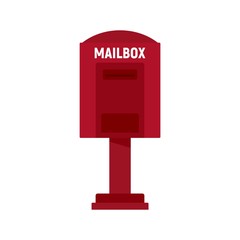 Red street mailbox icon. Flat illustration of red street mailbox vector icon for web design