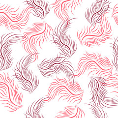 Pink and red feathers seamless print pattern.