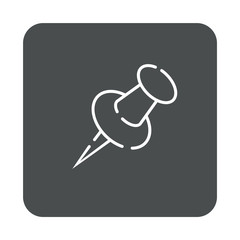 Icono plano lineal chincheta en cuadrado color gris