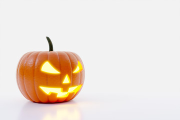 Halloween Pumpkin burning isolated on white background - 3D rendering