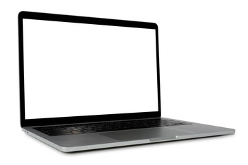 Fototapeta premium Blank screen Laptop Computer isolated on white background with clipping path.
