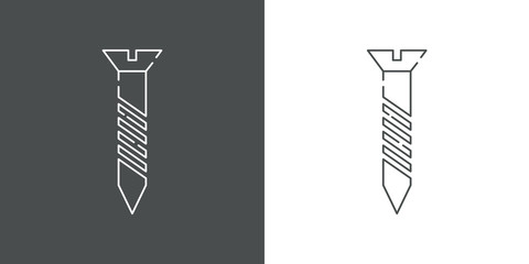 Icono plano lineal tornillo cabeza plana en gris y blanco