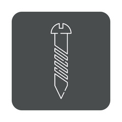 Icono plano lineal tornillo cabeza redonda en cuadrado color gris