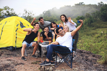 Group Friends group enjoy picnic camping vacation