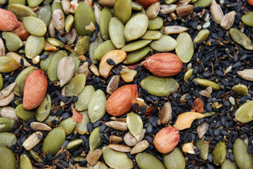 germinated sesame seeds along with pumpkin seeds and peanuts