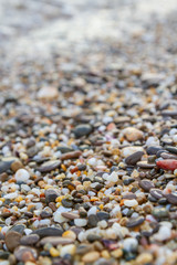 Sea stones on the seashore in the summer