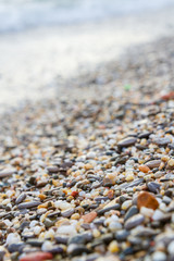 Sea stones on the seashore in the summer
