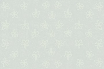 Recycle White Mulberry Texture Paper with Handmade Flowers Pattern Background.