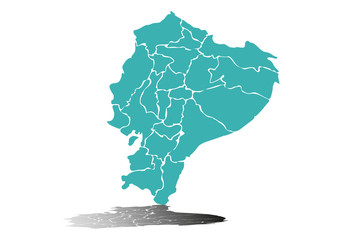 Mapa azul de Ecuado sobre fondo blanco. © Gabrieuskal