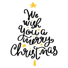 Christmas lettering. Hand written phrases. Christmas illustration