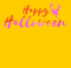 Happy Halloween, bright yellow background 
