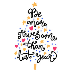 Christmas lettering. Hand written phrases. Christmas illustration