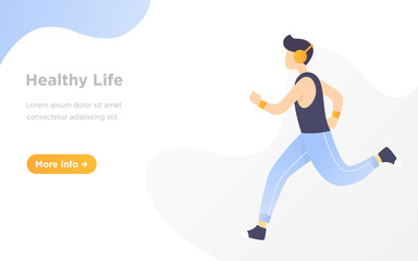 running people landing page illustration