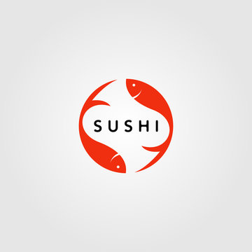 sushi japan fish food logo design vector illustration design
