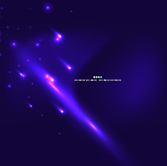Naklejka premium Shooting stars, neon color outer space vector background