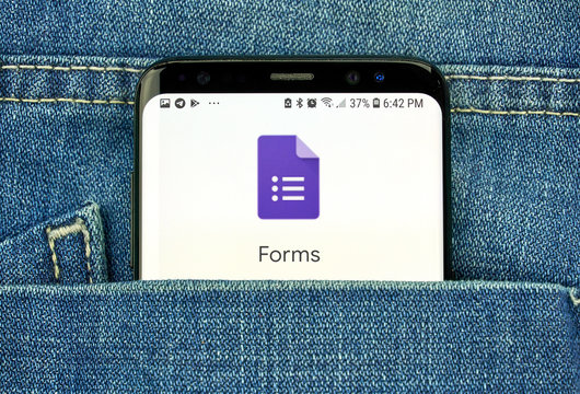 Google Forms on a phone screen in a pocket