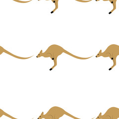 Vector seamless pattern. Kangaroo. Isolated on a white background. Vector graphics.