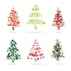 Vector Christmas tree set of colorful dots and circles