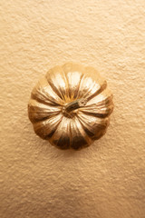 Golden thanksgiving pumpkin overhead flay lay composition