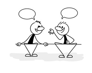 Two stick man talking