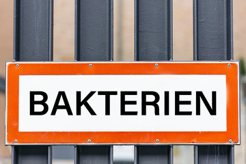 Bakterien Hinweis Schild