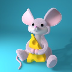 3d illustration of a mouse soft toy.